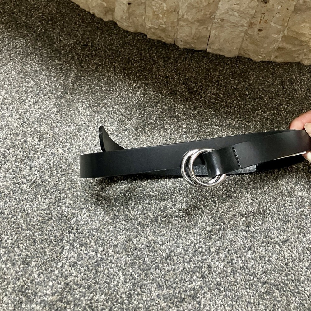 NWT Banana Republic Double Loop Adjustable Leather Belt Black Size Medium Womens